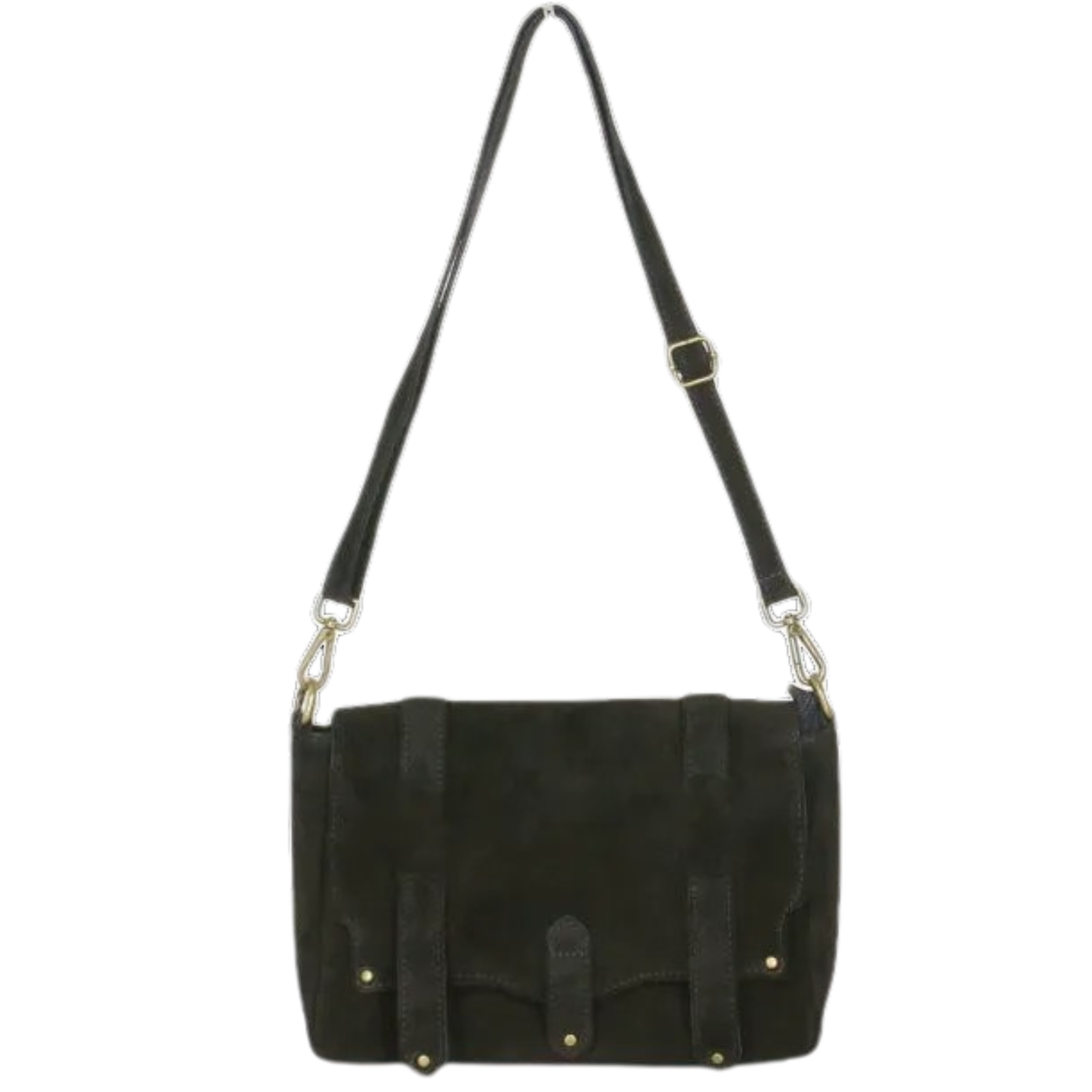 Besace cuir véritable style daim / Noir