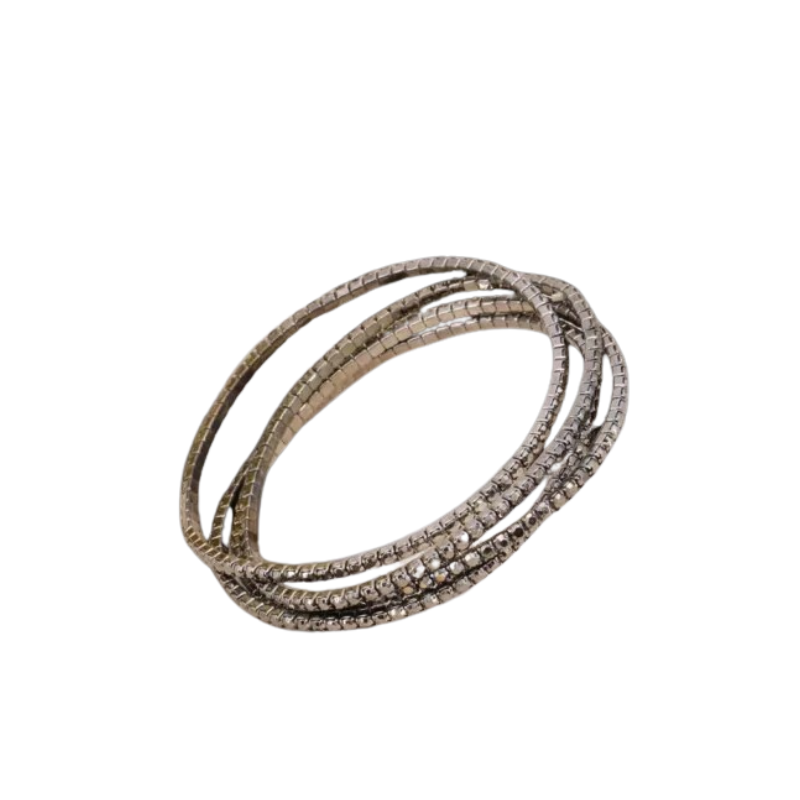 Bracelet élastique en métal et strass (4) / Canon de fusil