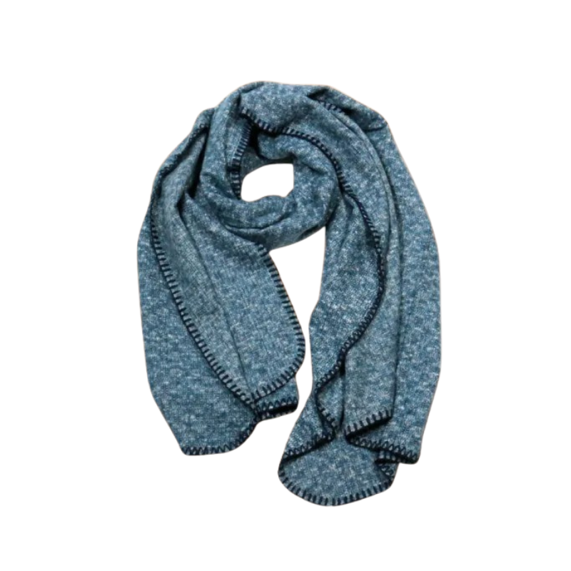 écharpe chinée longue à carreaux /Bleu foncé