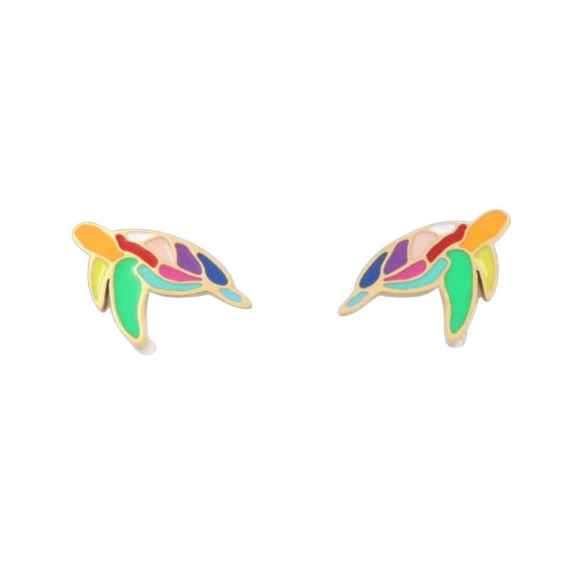 Boucles d’oreilles acier laqué Tortue
