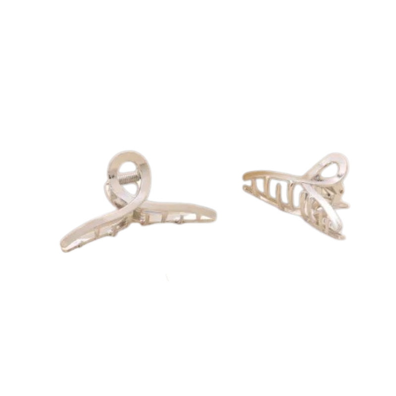 Griffes de cheveux casual dent croisées en métal ARGENTÉ