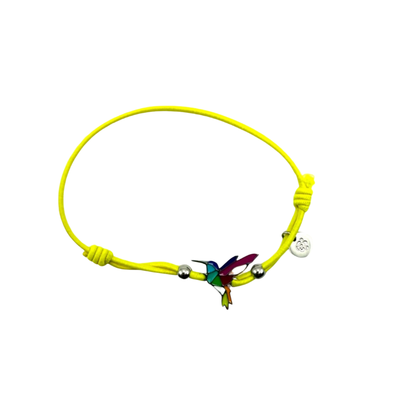 Bracelet acier inoxydable laqué colibri/jaune