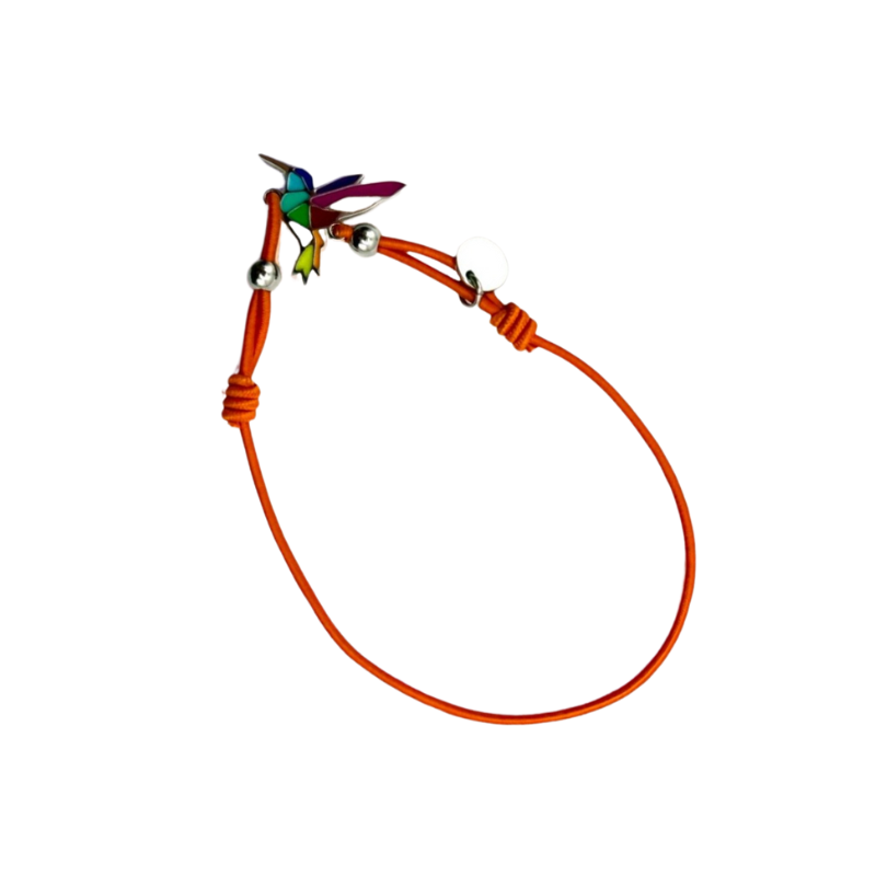 Bracelet acier inoxydable laqué colibri/orange