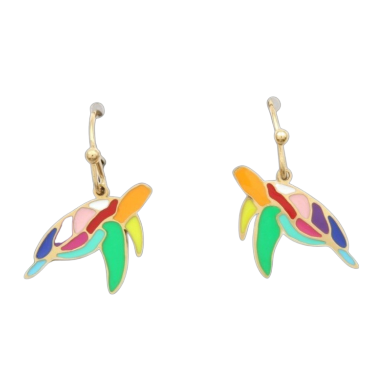 Boucles d'oreilles acier laqué Tortue