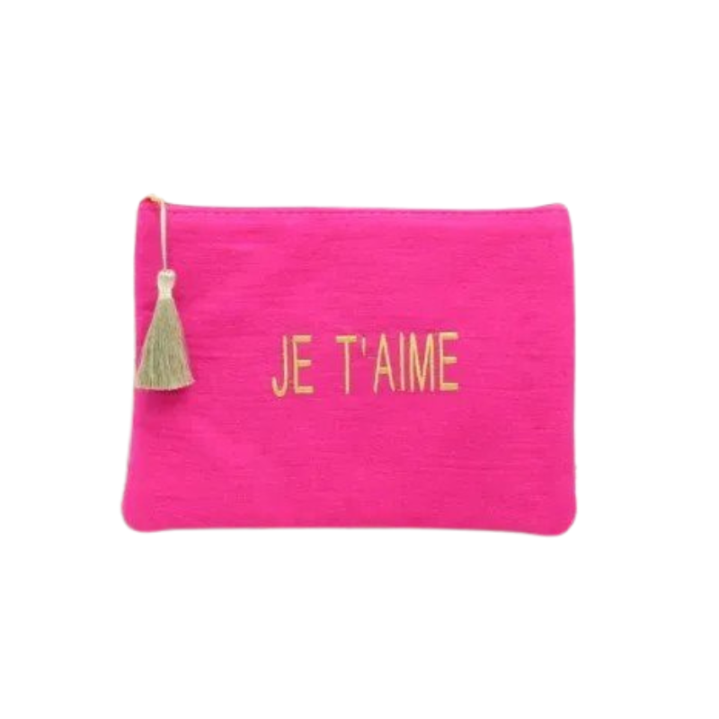 Trousse à maquillage (gaze de coton) "Je t'aime" / Rose