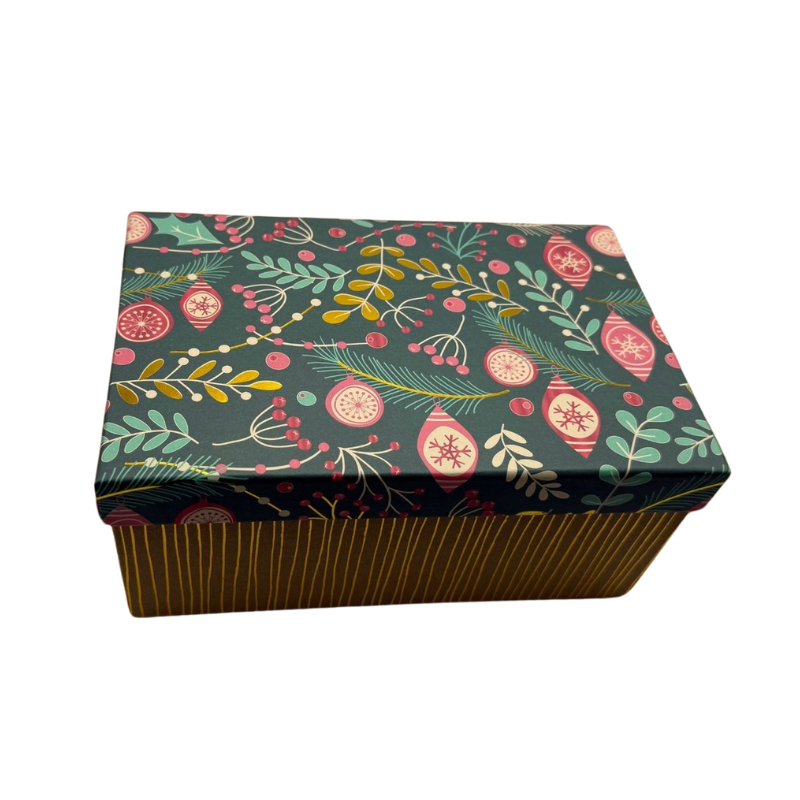 Boîte Cadeau -Rectangulaire -Noël -Fleuri -Décoration sapin