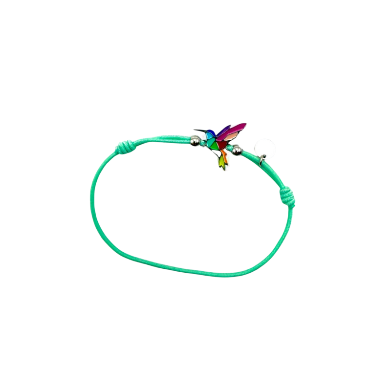 Bracelet acier inoxydable laqué colibri/amande